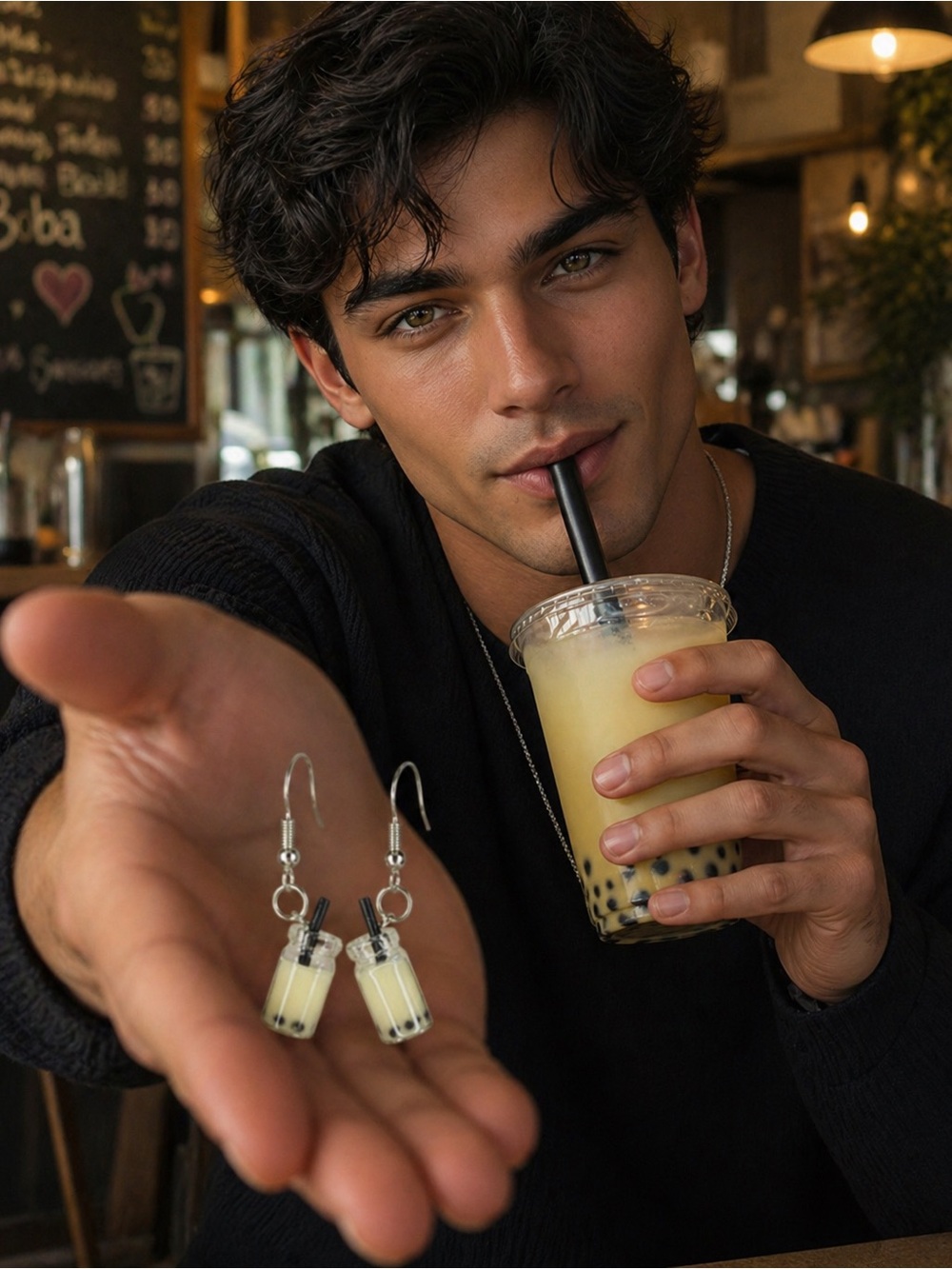 Charming Boba Tea Earrings